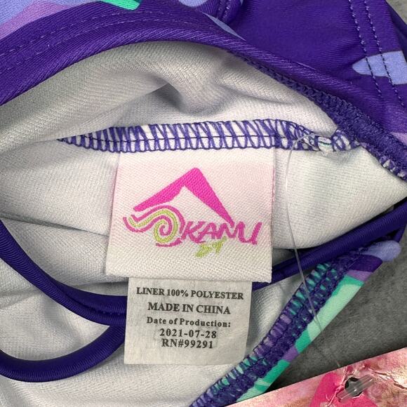 Kanu Surf Swimsuit Girls 2T Rylie Purple Teal Floral Daisy Beach Sport One Piece - Picture 6 of 9